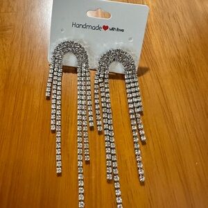 New Bling Waterfall Rhinestone Dangle Statement Earrings